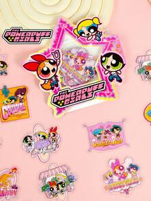 THE POWERPUFF GIRLS 20张官方透明PET贴纸，可爱毛茛花透明贴纸，防水卡通贴纸，适用于水瓶、笔记本电脑、笔记本，非常适合剪贴簿、DIY手工和收藏 - 粉色 - 查看 1