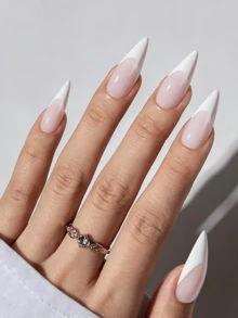150pcs Ujung Kuku Gel Panjang dan Lancip, Ujung Kuku French Putih untuk Ditempelkan pada Kuku, Ujung Kuku Gel French Persegi 3-in-1 untuk Seni Kuku DIY, 15 Ukuran Cocok untuk Wanita dan Salon Kuku - Putih - View 2