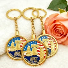 2026 America 250th Anniversary Keychain For Men Women, Alloy Metal Commemorative Keyring With 1776-2026, Heavy Duty Corrosion Resistant Keychain, Meaningful Patriotic Gift For History Lovers Dad Him Her - 金色 - 查看 7
