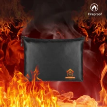 Bolsa Organizadora de Arquivos Portátil Resistente a Chamas, Pode Armazenar Documentos A4, Contratos, Informações, Certificados, Documentos, Licença Imobiliária, Dinheiro, Chave, Adequada para Uso Doméstico, Escritório, Viagem, Escola, Feita de Material de Silicone, Tamanho da Bolsa Organizadora de Arquivos: 34*25*1cm - Preto - Visão 1
