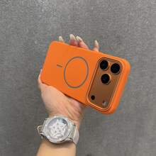1 chiếc ốp lưng điện thoại từ tính, mờ, thân thiện với da, sạc không dây, dành cho iPhone 17 Air 16 15 14 13 12 Pro Max Plus, mặt lưng silicon mềm mại. - trái cam - Xem 2