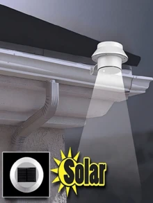 1pc 3Leds White Light Solar Outdoor Wall Light, Patio Gutter Light, Easy To Install, Suitable For Fences, Eaves, Railings, Walls Night Lighting - Solar - View 2