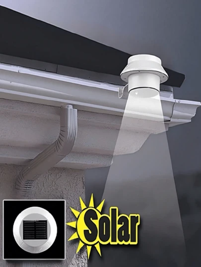 1pc 3Leds White Light Solar Outdoor Wall Light, Patio Gutter Light, Easy To Install, Suitable For Fences, Eaves, Railings, Walls Night Lighting