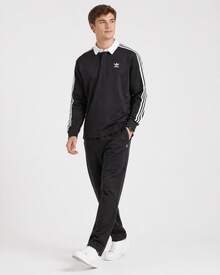 Áo Polo dài tay adidas Originals ADICOLOR RUGBY, chất liệu cotton nguyên chất, kiểu dáng Preppy, kẻ sọc kiểu Mỹ cổ điển, mềm mại và thoải mái, có logo, dành cho nam, màu đen. - màu đen - Xem 8