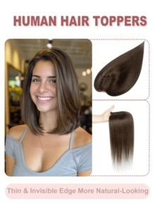 Invisible Clip-In Hair Topper With Bangs, Multi-Clip Secure Fit, Suitable For Thinning Hair And Crown Coverage, Lightweight Seamless Volumizing Hair Extension, Natural Style Hair Piece, Essential For Weddings, Parties, Concerts, Travel, Holidays And Self-Care - Multicolor - View 1