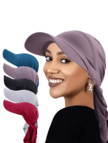 2pcs Brimmed Visor Scarf Hat, Tie-Up Baseball Cap, Ribbon Sun Hat - Multicolor - View 8