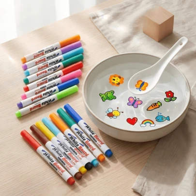 12-Pack Magic Watercolor Brush Set, Including Floating Ink Pens, Blending Markers, Suitable For Painting, Various DIY Crafts (Random Colors), Fun Gift, Magic Watercolor Dark Art Creative Set, Adult Paints, Magnetic Page Spreader Pen Art Painting, Folk Craft Design, Bound With Blue And Gold Wave Pattern, Ideal Non- Experience. Suitable For Birthday Gifts, Holiday Gifts, Gifts, And Giveaways.