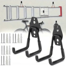 2pcs Heavy Duty Garage Hooks, Wall Mounted Tool Organizer Rack With 16pcs Screws, Multi-Purpose Space Saving Tool Holder For Hanging Power Tools, Gardening Tools, Ladders, Ropes, Hoses And Large Items - Black - View 12