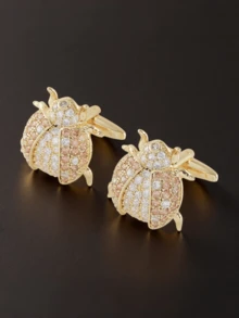 1 pieza Gemelos de negocios de alta calidad con diseño de insecto europeo y americano, accesorio de vestir decorado con rinoestras de mariquita - gemelos - Ver 10