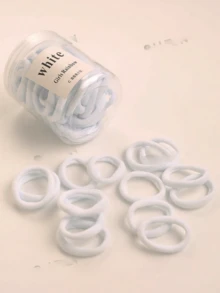 Bộ 20/50/100 dây buộc tóc cơ bản dành cho nữ, độ co giãn cao. - trắng - Xem 1