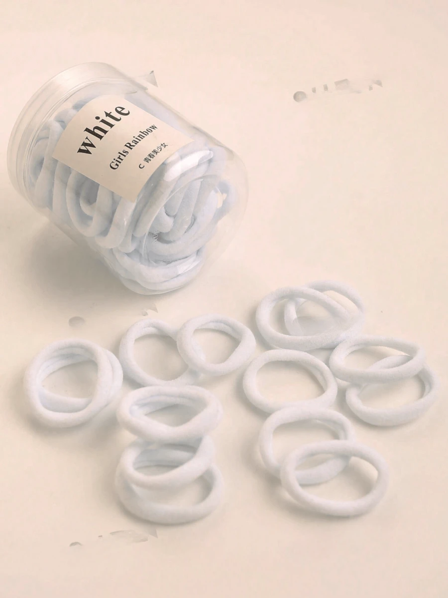 Bộ 20/50/100 dây buộc tóc cơ bản dành cho nữ, độ co giãn cao. - trắng - Xem 1
