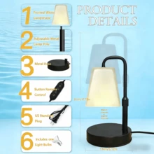 QUIGO 1 Pc Candle Warmer Lamp For Jar Candles, Electric Dimmable Candle Warmer With 2-8H Timer & Adjustable Height/Heat, Frosted Glass, Includes 1 Bulb, Home & Room Decor, Ideal Gifts For Women, Mother's Day Birthday Wedding - 美規A型插(110-127V) - 查看 12