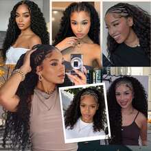 Human Crochet Hair For Women Deep Wave Crochet Human Hair Bundles 50g Pre-Separated Feather Crochet Human Hair Natural Black Deep Curly Wave Invisible Crochet Human Hair Extensions - Natural Black - Xem 5