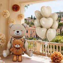 1/2/3/9pcs 37-Inch Sitting Brown Bear Shaped Balloon Base, Balloon Birthday Party Decoration, Indoor Tabletop Gathering Arrangement, Foil Balloon - View 8