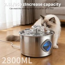 2.8L Pet Water Fountain, Cat Water Dispenser, Automatic Filter Impurities, With LED Blue Light, Super Quiet Water Pump, USB Powered (Adapter Not Included), Easy Installation, Motion Sensor Available For Purchase - 2.8L - View 3