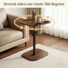 2er-Set C-förmiger Sofa Beistelltisch, Höhenverstellbar & 360° Drehbar, Klappdeckel Tablett für Couch, Bett & Liege, Multifunktionaler Snack Tisch, Leicht zu Reinigen - Schwarz • 2er Set - Übersicht 7