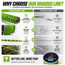 4 hebras de línea de pesca trenzada - Fuerte, suave, sensible y duradera para agua dulce y salada - Verde - Ver 3