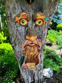 1pc Tree Face Decor, Outdoor Tree Face Art, Tree Trunk Face Decoration, Outdoor Tree Decor - Multicolor - View 3