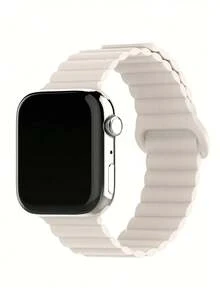 One Pair Of Silicone Magnetic Strap For Both Men And Women, Compatible With Apple Straps. Soft Silicone Strap With Magnetic Clasp, Available In Sizes 38mm, 40mm, 41mm, 42mm, 44mm, 45mm, 46mm, 49mm. Compatible With Apple Watch Models For Series Ultra/10/9/SE/8/7/6/5/4/3/2/1,The Perfect Gift Is Accessories For The Event Venue, Student Gifts, And Back-To-School Gifts. - Starlight - View 1