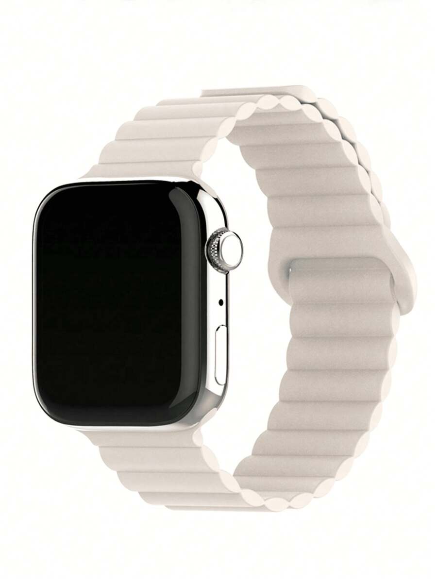 One Pair Of Silicone Magnetic Strap For Both Men And Women, Compatible With Apple Straps. Soft Silicone Strap With Magnetic Clasp, Available In Sizes 38mm, 40mm, 41mm, 42mm, 44mm, 45mm, 46mm, 49mm. Compatible With Apple Watch Models For Series Ultra/10/9/SE/8/7/6/5/4/3/2/1,The Perfect Gift Is Accessories For The Event Venue, Student Gifts, And Back-To-School Gifts. - Starlight - View 1