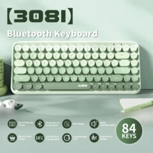 ATTACK SHARK 308i Wireless Bluetooth Keyboard, Retro Typewriter Design With Gradient Colorful Round Keycaps And Cute Magnetic Cat Doll, 84 Keys, Multi Device Keyboard For IPad/Laptop/PC/Win/Mac - View 2