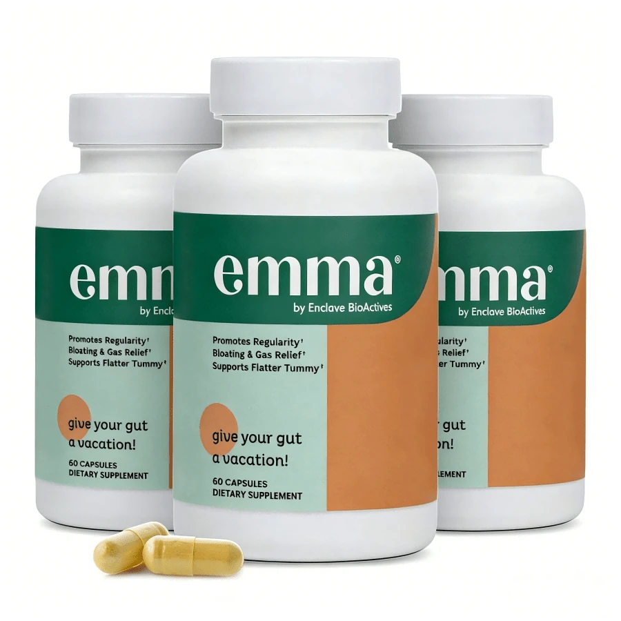 Emma Gut Health Doctors Endorsed Supplement - 60 Capsules - Relief From Gas And Bloating, Repairs Leaky Gut With Magnesium, Berberine, Vitamin D, Quercetin & More - Gut Health & Colon Cleanse Formula Vitamins Supplements Chlorophyll Creatina Monohidratada Vitamins Probiotics For Women Protein Powder Quick Ship Items Creatina Colageno - 3瓶 - 查看 1