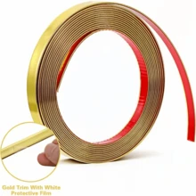1pc 3 Meters/118.11in PVC Decorative Line Wall Sticker, Self-Adhesive Wall Trim, DIY Furniture Wall Surface Tabletop Cabinet Tile Decor Background Wall Edging Strip - A - View 5
