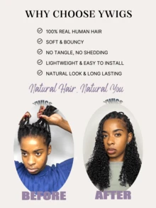 Y WIGS Deep Wave Pre-Looped Crochet Human Hair 100% Remy Hair Extensions 14-22 Inch 55g Protective Hairstyle Crochet Hair - Natural Black - View 5