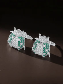 1 pieza Gemelos de negocios de alta calidad con diseño de insecto europeo y americano, accesorio de vestir decorado con rinoestras de mariquita - gemelos - Ver 16