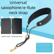 Saxophone Strap, Elastic Adjustable Artificial Leather Shoulder Strap For Woodwind Instruments - Black - View 1