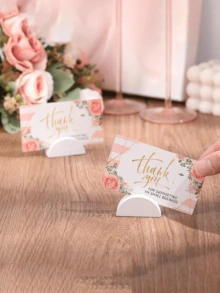 1/5/10pcs Wooden Semi-Circle Table Card Clips - Lightweight Semi-Circle Table Card Clips Suitable For Weddings, Parties, Banquets And Restaurants - Elegant Numbered Name Plates For Table Numbers, Menus And Photo Displays - View 3