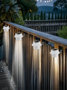 1pc 3Leds White Light Solar Outdoor Wall Light, Patio Gutter Light, Easy To Install, Suitable For Fences, Eaves, Railings, Walls Night Lighting - Solar - View 10