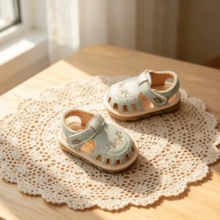 Infant Soft Bottom Comfortable Prewalker Shoes, Cartoon Cute Squeaky Shoes, Spring/Summer - Green - View 6