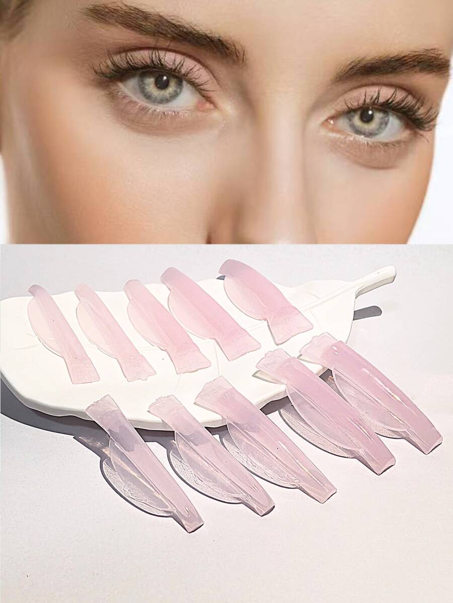 10片/5对睫毛提升垫，新款自粘超柔软睫毛提升棒，可重复使用，适用于美睫沙龙 - 淺粉色 - 查看 1