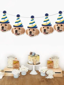 Personalized Face And Pet Photo Banner, Customizable Funny Face And Pet Photo Silhouette Banner With Custom Text/Age, Suitable For Birthday Party Decorations For Humans And Pet Lovers - Multicolor - View 7