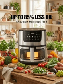 SOKANY 5L Smart Air Fryer: Healthy Oil-Free Cooking, 1500W Rapid Heating, Touch Control & 6-Hour Timer, Multi-Function Family Meals - Black - View 8