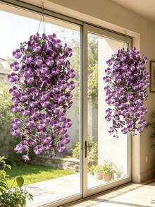 1pc Artificial Violet Hanging Vine, Tri-Color Pansy Artificial Hanging Vine, UV-Resistant Green Plant, 75cm/29.5in Length, Suitable For Home Decor, Office Decor, Party Decor, Bridal Decor, Wedding Decor, Spring Decor, Holiday Decor, Bathroom Decor, Living Room Decor, Bedroom Decor, DIY Floral Bouquet, Gardening Decor, Summer Decor - Multicolor - View 3