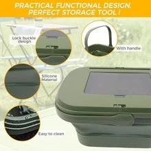 Balde de piquenique dobrável à prova de vazamentos, tampa que se transforma em mesa pequena, grande capacidade com alça, ideal para armazenamento em camping e atividades ao ar livre, além de ser uma ótima opção para organizar seu carro. - A - Ver 6