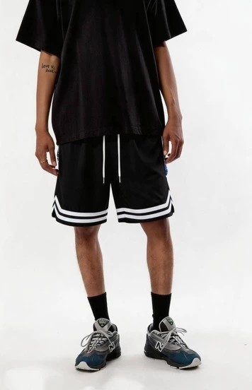 Men's Casual Lightweight Solid Color Striped Hem Sports Basketball Style Pants, Breathable, Spring/Summer