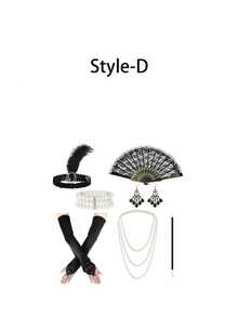 1 Set Atuendo de mujer estilo Flapper de los años 20, Disfraz con flecos con cuentas para el Gran Gatsby para el tema de los Años Locos 20 o Noches de Harlem - Multicolor - Ver 14