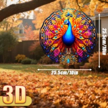 1pc 3D "Colorful Peacock Tail Fan" 10in*10in With Rotating Hook, 360° DIY Creative Rotating Rainbow Style Decor (Pendant Not Included), Random Style - Multicolor - View 4