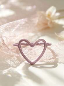 1pc Heart Shaped Ring, Minimalist & Cute, Suitable For Daily Wear Or Festivals - Love - View 34