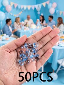 20/50pcs Mini Blue Plastic Pacifiers, Suitable For Baby Shower Decor, Desktop Decor, Party Favors, Games And Activities; Pink Plastic Pacifier Desktop Decor, Suitable For Gender Reveal, DIY Birthday Party Decoration - Blue Pacifier - View 9