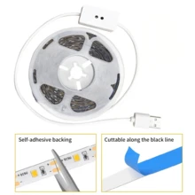 1pc USB LED Strip Light With Hand Sweep Sensor Motion Backlight Double-Sided Tape For TV Kitchen Cabinet Wardrobe - Warm white light - View 5