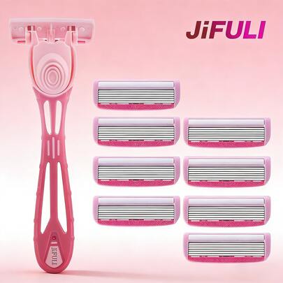 jifuli Women's Shaver, 6-Layer Stainless Steel Blades, Skin-Friendly Smooth Blades, Easy To Clean And Won't Clog Hair, Replaceable Manual Epilation Shaver Disposable Razor Heads, Women's Summer Depilation Razor (Holiday Gift)