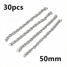 30 chiếc dây nối dài bằng thép không gỉ, kích thước 3x2mm, dài 50/70mm, dùng để nối vòng cổ, vòng tay và tự làm trang sức. - Chuỗi đuôi - Xem 11