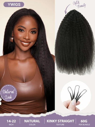 Y WIGS Tóc nối Remy nguyên chất 100%, không nút thắt, kiểu móc sợi, dài 14-22 inch, 50/100/150/200 sợi, màu tự nhiên, nhẹ, thích hợp cho Ngày của Mẹ, mùa hè, các ngày lễ, đám cưới, lễ hội âm nhạc, sinh nhật, tiệc tùng, Giáng sinh.