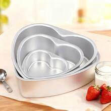 4"/5"/6"/8" Non-Stick Aluminum Heart-Shaped Cake Baking Mold With Removable Bottom, Suitable For Cheesecake, Sponge Cake, Ideal For Birthday, Party And Valentine's Day - Silver - View 11
