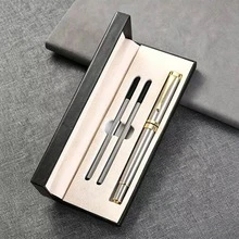  Luxury Metal Ballpoint Pen Set With 2 Refills - Black & Steel Gray With Gold Trim, Gift Box For Business Office - Sets - View 8