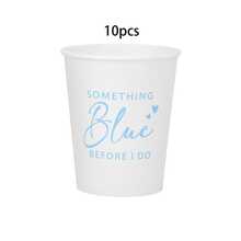 10pcs/20pcs/50pcs Something Blue Before I Do Paper Cups,White Party Cups With Light Blue "Something Blue Before I Do" Print & Heart Accents, 2.9" Top Diameter 3.5" Tall Cups For Bachelorette Party, Bridal Shower, Wedding Engagement Supplies Men Women - Multicolor - View 8